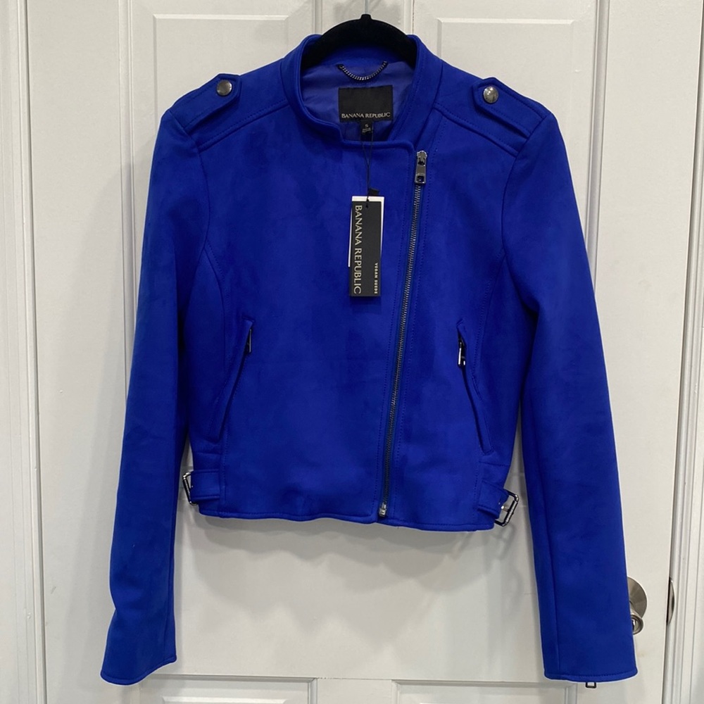 Banana Republic Blue Vegan Suede Jacket